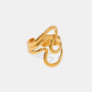 Stainless Steel Corrugated Open Ring Gold One Size