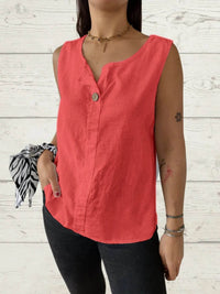 Full Size Casual Linen Sleeveless Blouse Plus Size - Store 42
