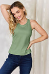 Basic Bae Full Size Round Neck Racerback Tank Light Green