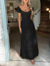 Devine Sweetheart Neck Short Sleeve Maxi Dress Black