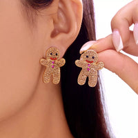 Alloy Gingerbread Man Stud Earrings Caramel One Size