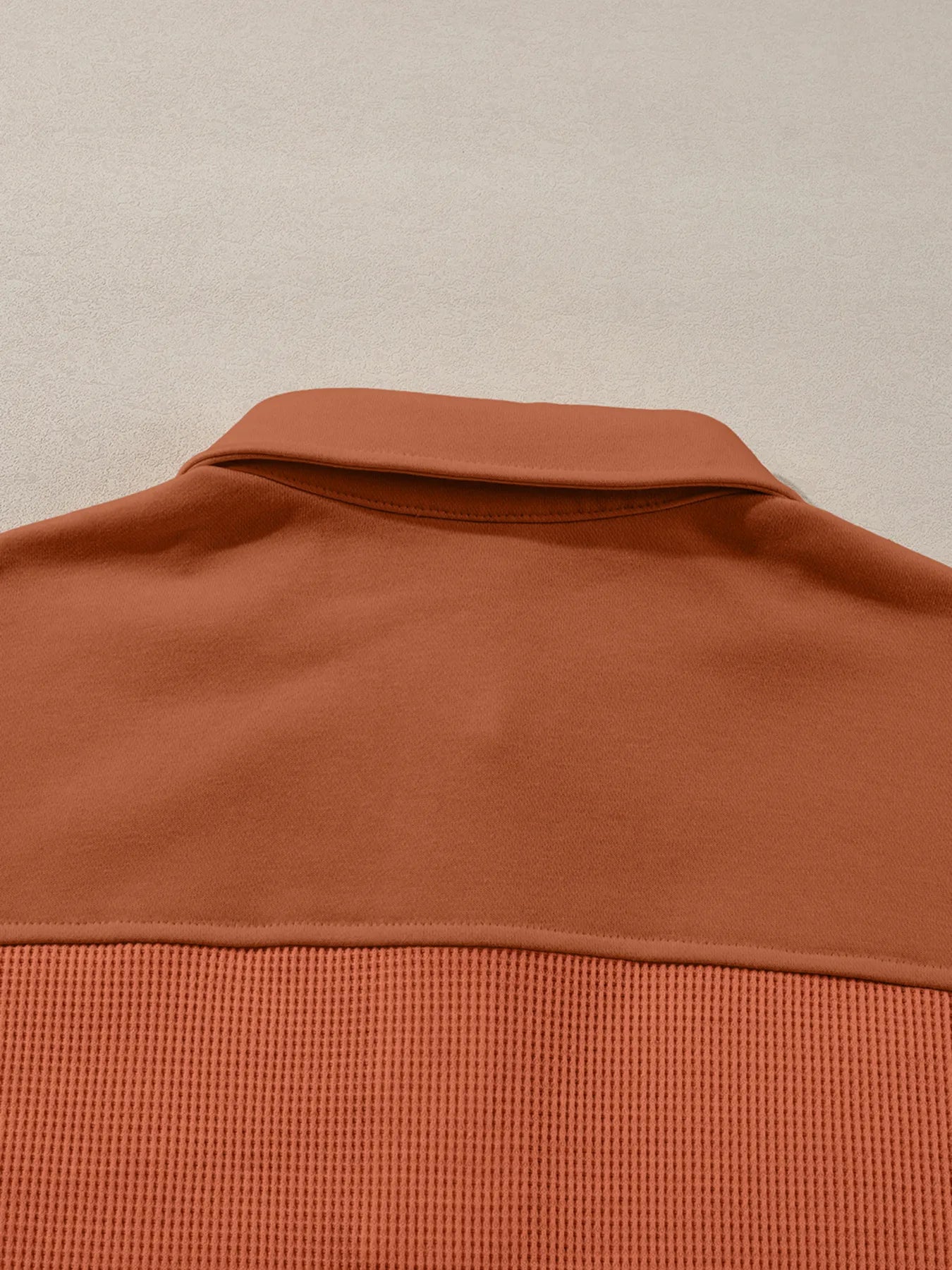 Long Sleeve Thermal Knit Polo Top