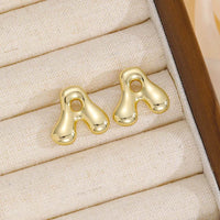 18K Gold-Plated Bubble Letter Stud Earrings - Unique Personalization, Lightweight Design - Store 42