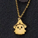 18K Gold-Plated Halloween Ghost Pendant Necklace in Titanium Steel - Spooky & Stylish Jewelry - Store 42