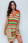 Openwork Stripe Sleeveless Sweater Dress Stripe