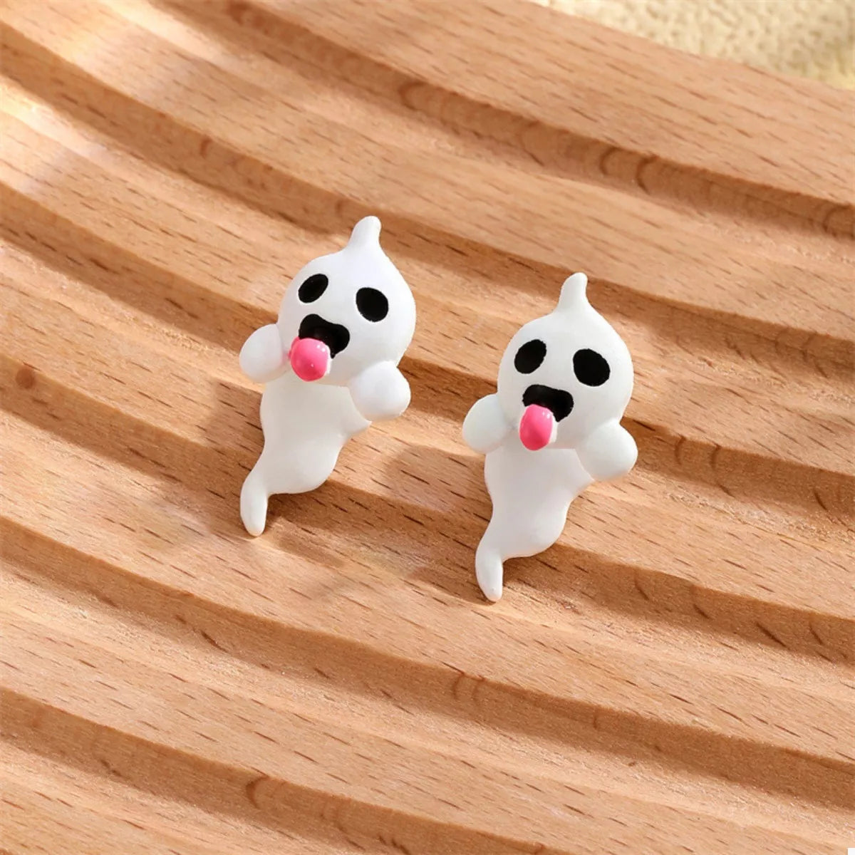 Dazzling 18K Gold-Plated Halloween Ghost & Pumpkin Dangle Earrings with Rhinestones