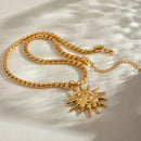 18K Gold-Plated Sun Pendant Necklace - Radiant Design with Adjustable Chain for Versatile Styling - Store 42