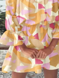Full Size Floral Off-Shoulder Flounce Sleeve Mini Dress Plus Size - Store 42