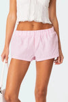 Plaid Elastic Waist Shorts Blush Pink