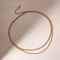 18K Gold-Plated Stainless Steel Double-Layered Necklace - Elegant Layered Design & Durability - Store 42