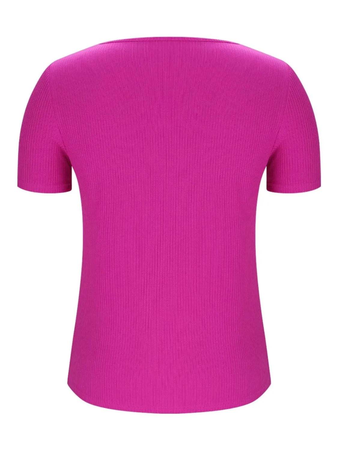 Trendy Solid V-Neck Short Sleeve T-Shirt - Slightly Stretchy, 95% Polyester, 5% Spandex - Store 42