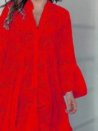Full Size Eyelet Ruffled Hem Tiered Dress Plus Size - Store 42
