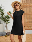 Round Neck Cap Sleeve Mini Dress