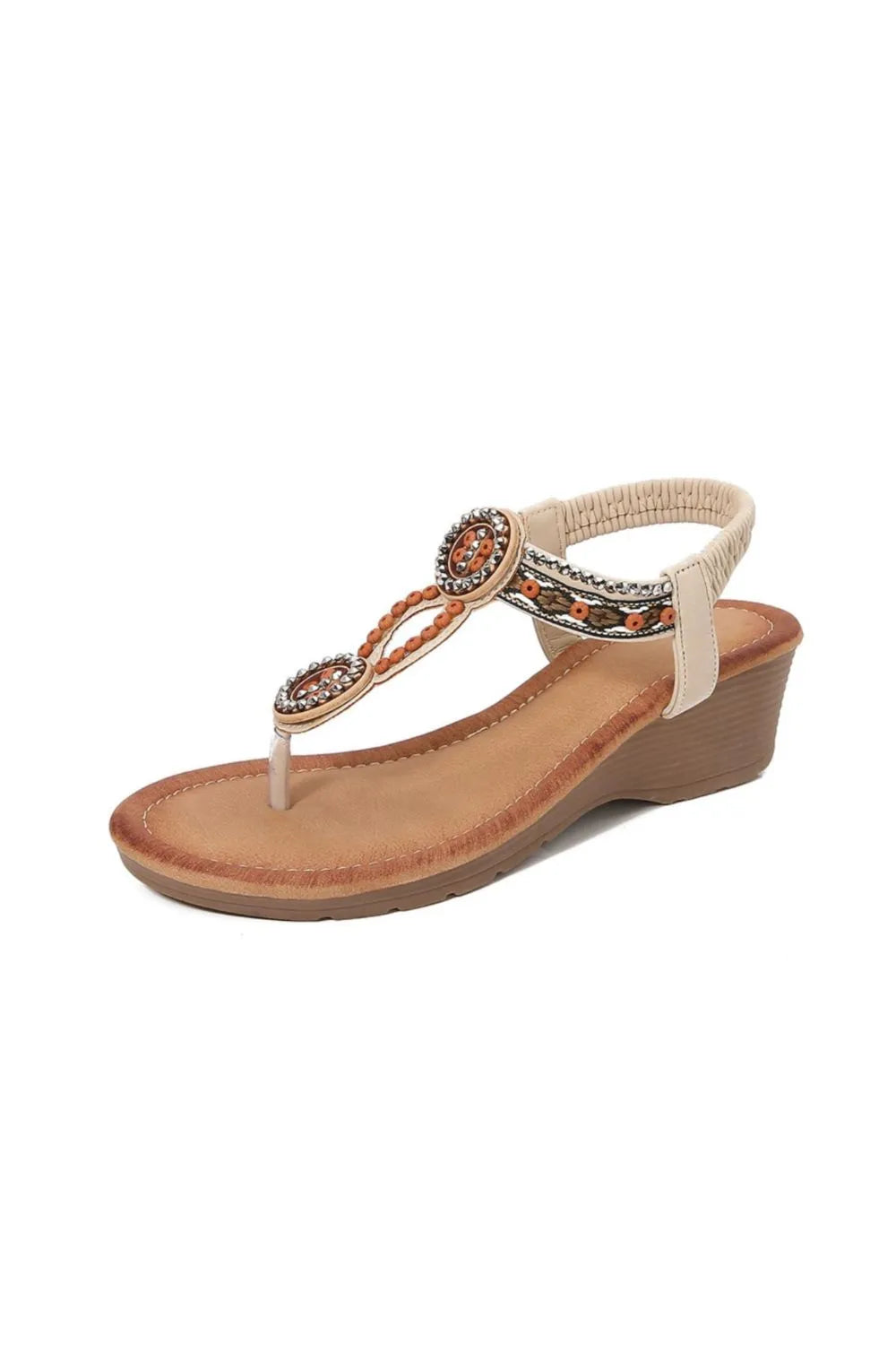 Rivet Decor Microfiber Toe Post Wedge Sandals for Women - True to Size Flats - Chic Comfort