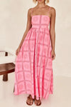 Cutout Back Printed Square Neck Maxi Cami Dress Pink