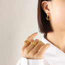Titanium Steel Geometric Huggie Earrings Gold Heart One Size