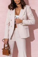 Full Size Lapel Collar Long Sleeve Blazer and Pants Set Plus Size - Store 42