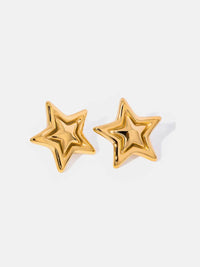 Elegant 18K Gold-Plated Stainless Steel Star Stud Earrings - Lightweight, Durable Design - Store 42