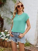 Round Neck Short Sleeve T-Shirt Light Green