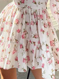 Full Size Floral V-Neck Long Sleeve Mini Dress Plus Size - Store 42