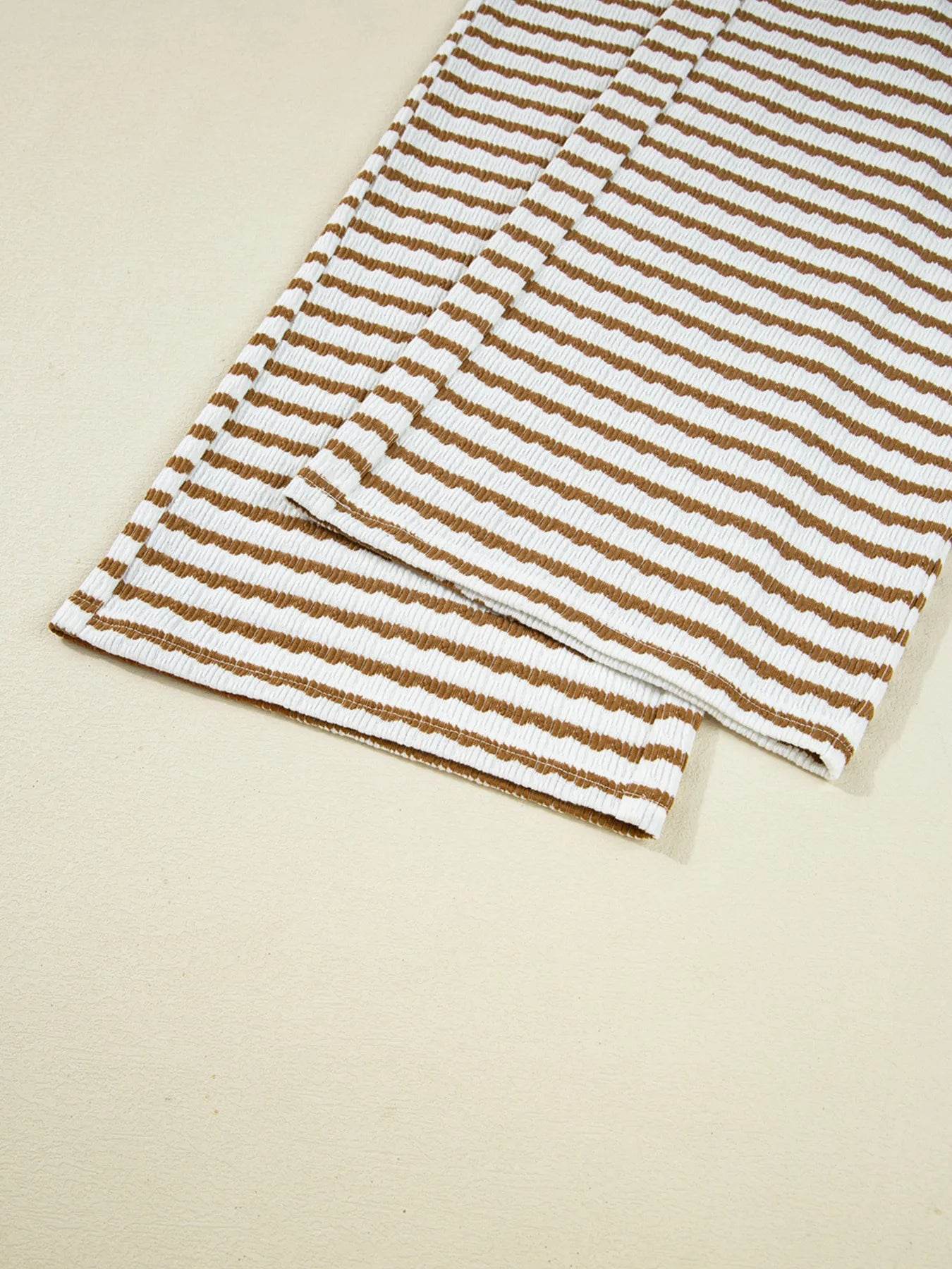 Sleek Stripe Collared Two-Piece Top and Drawstring Pant Set for Effortless Style - Store 42