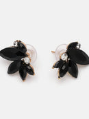 Elegant Alloy Rhinestone Flower Stud Earrings - Imported One Size, Perfect for Any Occasion - Store 42
