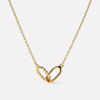 Elegant 18K Gold-Plated Interlocked Titanium Steel Necklace with Adjustable Chain - Store 42