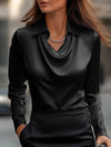 Full Size Collared Neck Long Sleeve Blouse Plus Size - Store 42