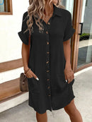 Textured Button-Front Shirt Dress
