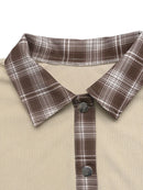 Plaid Hem Button Up Long Sleeve Shacket