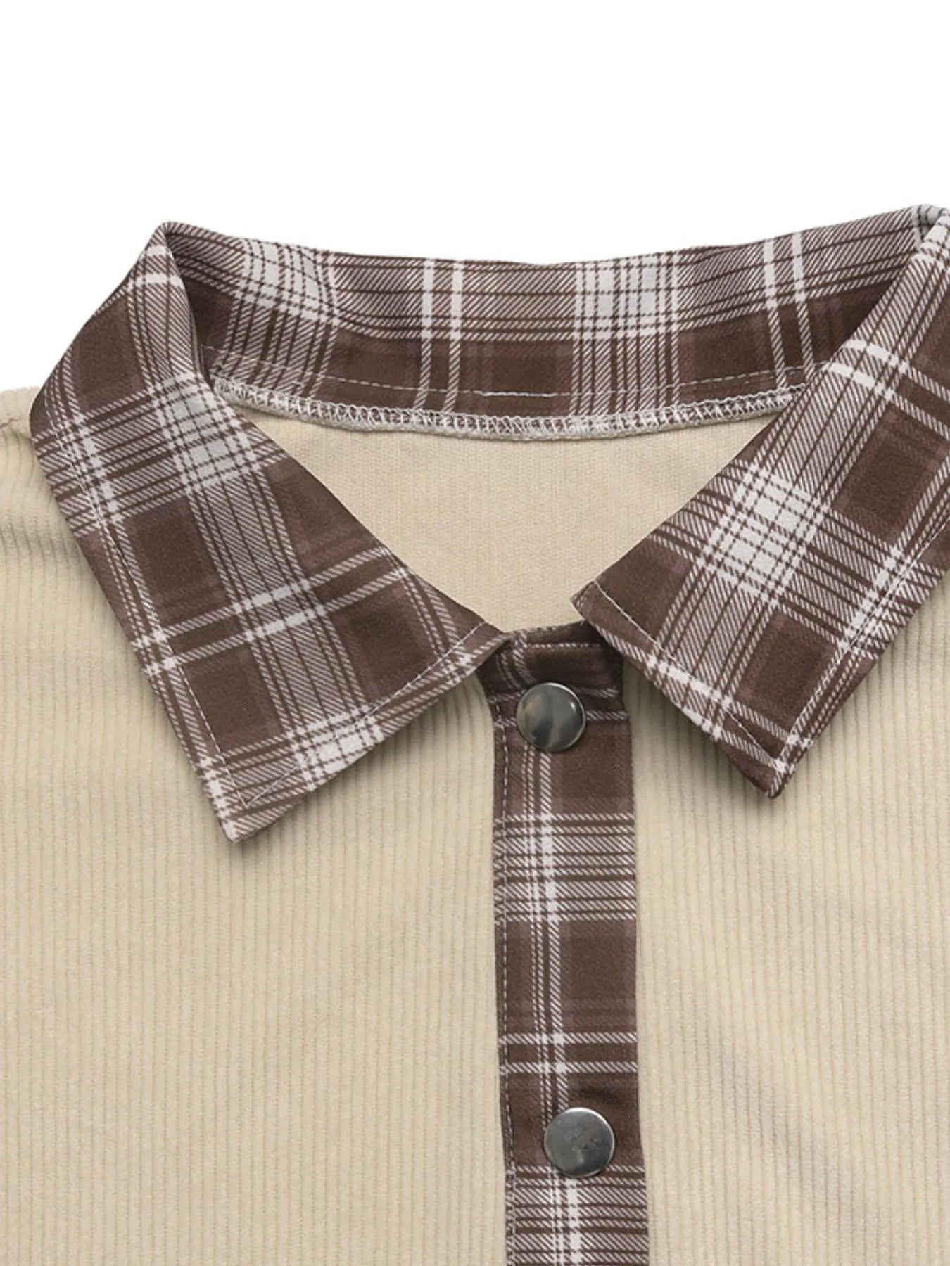Plaid Hem Button Up Long Sleeve Shacket