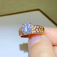 1.5 Carat Moissanite Ring in 925 Sterling Silver with 18K Gold-Plated Accents - Store 42