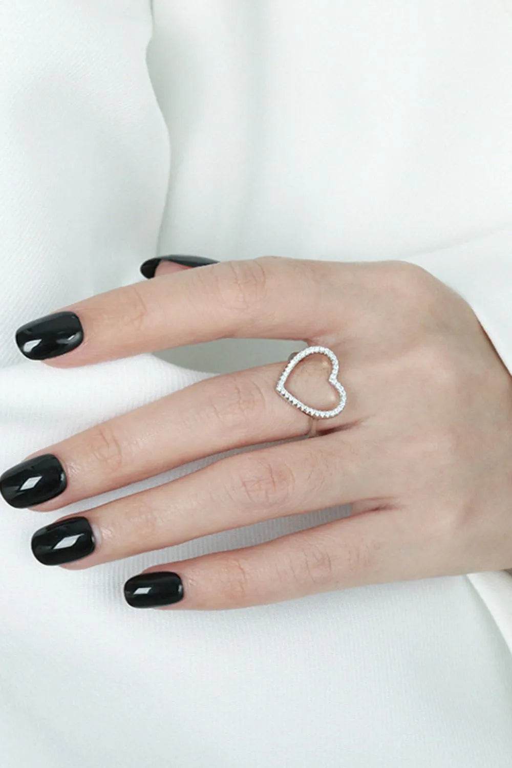 925 Sterling Silver Heart Ring with Inlaid Zircon, 18K Gold-Plated, Box Included - Store 42