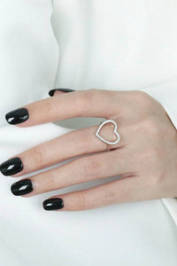 925 Sterling Silver Heart Ring with Inlaid Zircon, 18K Gold-Plated, Box Included - Store 42