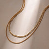 18K Gold-Plated Stainless Steel Double-Layered Necklace - Elegant Layered Design & Durability - Store 42