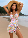 Twisted Front Crisscross Double Spaghetti Strap One-Piece Swimwear Pastel Blue