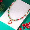 Christmas Themed Beaded Pendant Necklace Santa One Size