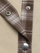 Plaid Hem Button Up Long Sleeve Shacket