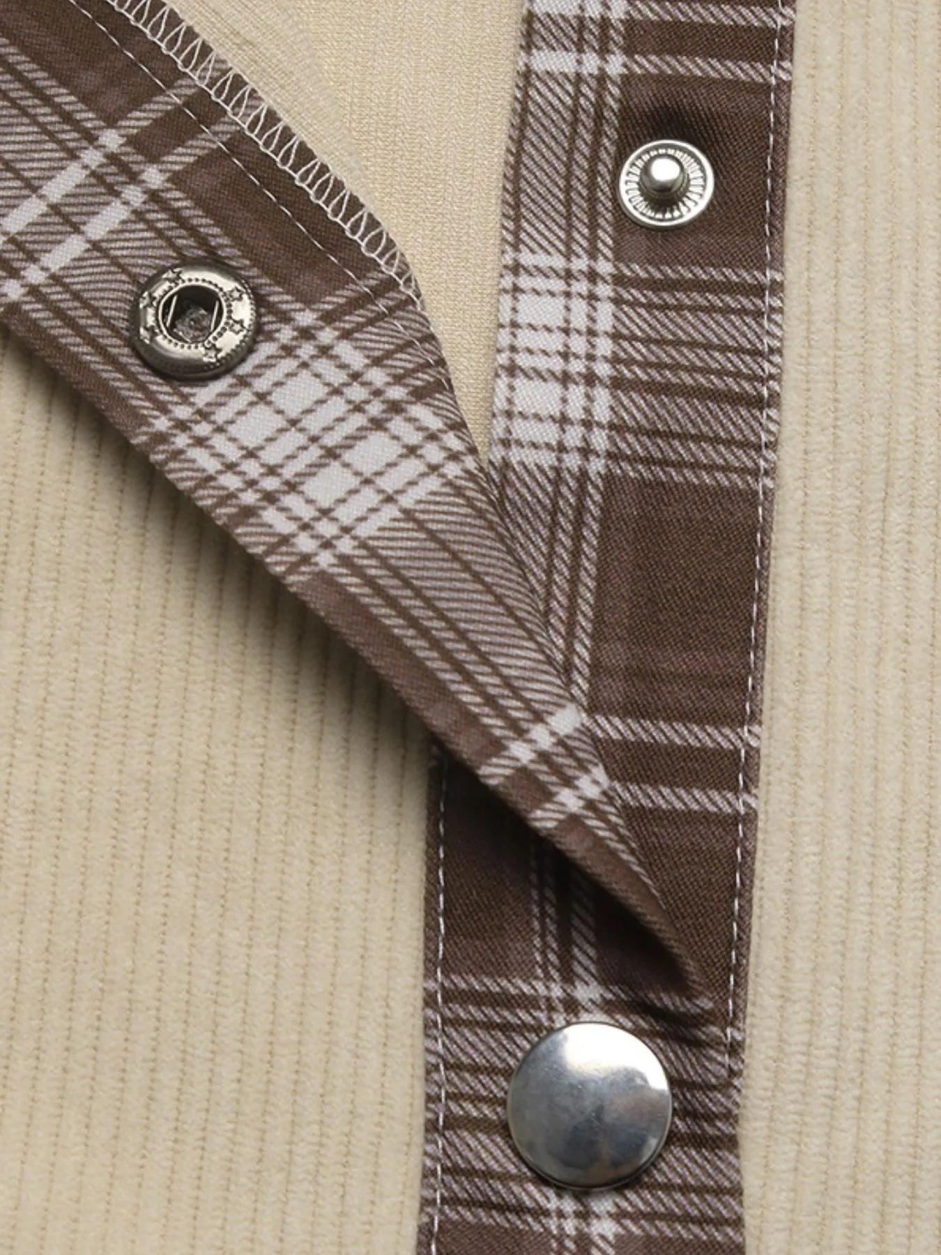Plaid Hem Button Up Long Sleeve Shacket