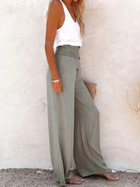 Full Size High-Waisted Textured Wide Leg Pants Plus Size - Store 42