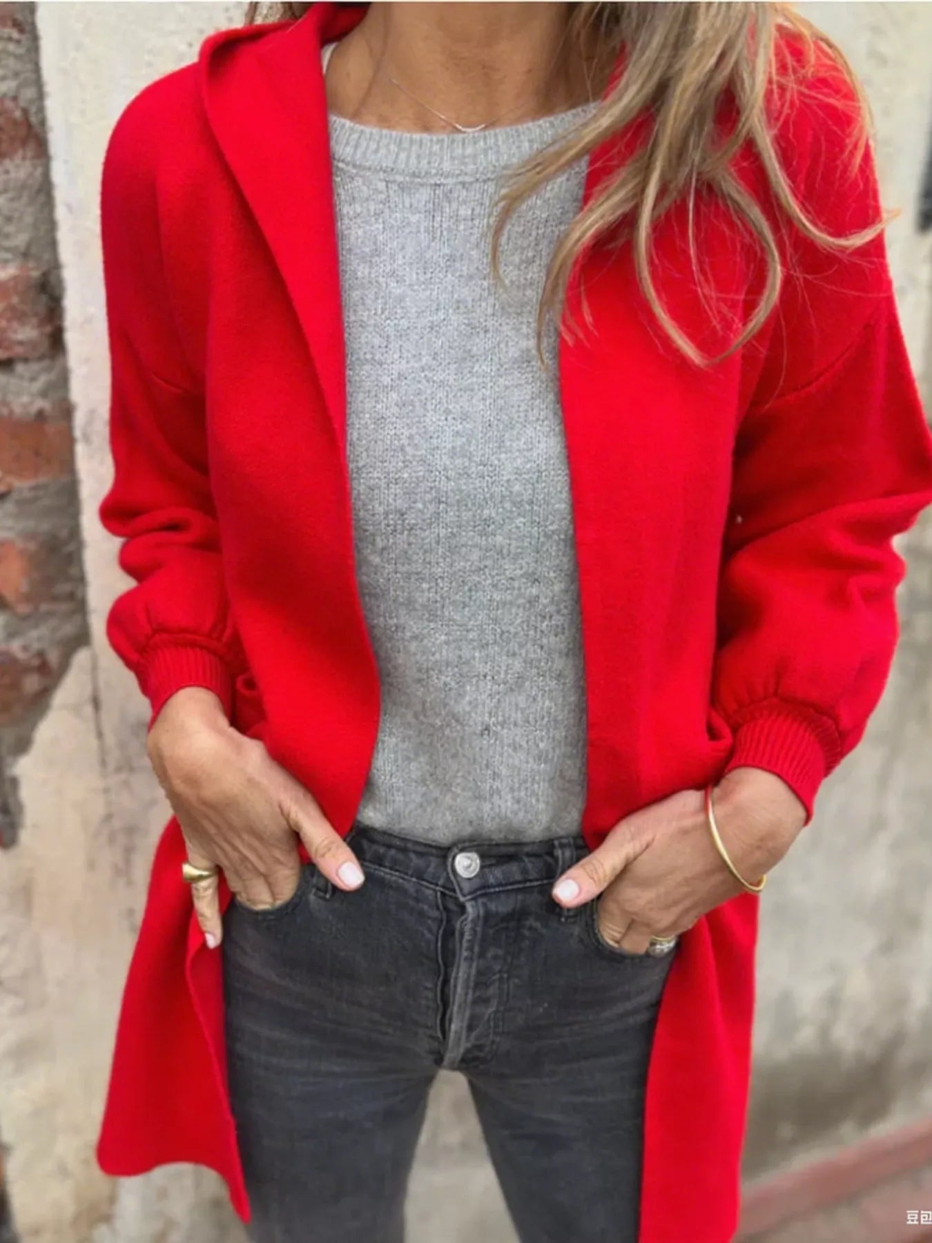 Full Size Open Front Hooded Cardigan Plus Size