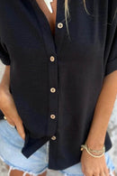 Full Size Casual Button Down Short Sleeve Loose Shirt Plus Size - Store 42