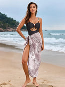 Cutout Sweetheart Neck One-Piece Swimwear and Cover-Up Swim Set Black