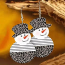 Snowman PU Leather Dangle Earrings Leopard One Size