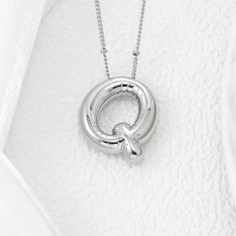 Elegant Copper Bubble Letter Pendant Necklace - Platinum-Plated, 17.7 in Chain Length - Store 42