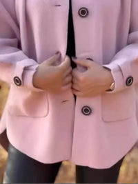 Full Size Button-Front Raglan Sleeve Coat Plus Size - Store 42