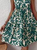 Full Size Printed Notched Sleeveless Mini Dress Plus Size - Store 42
