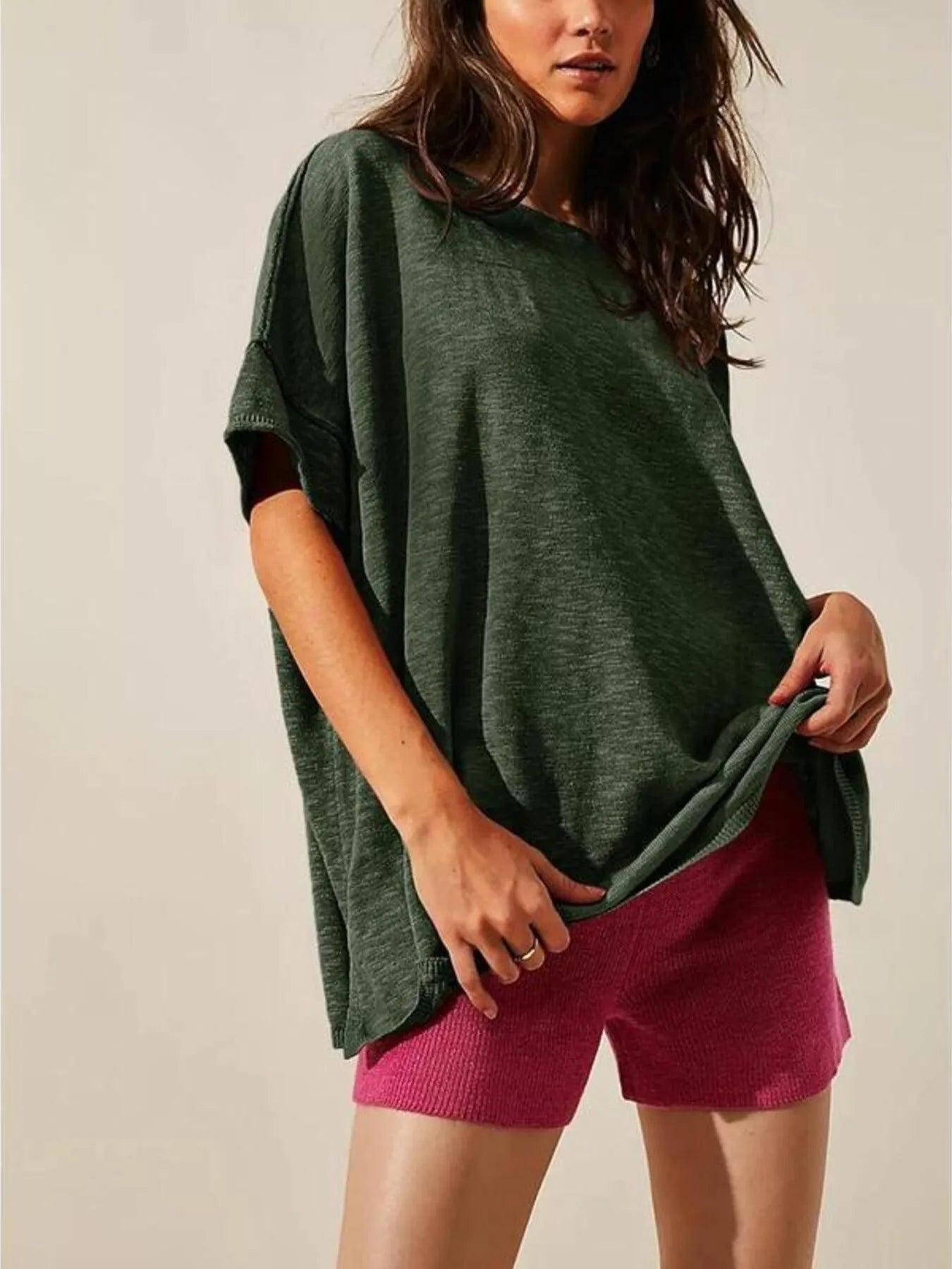Oversized Round Neck Drop-Shoulder T-Shirt