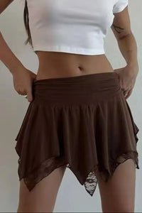 Lace Mini Skirt Dark Brown