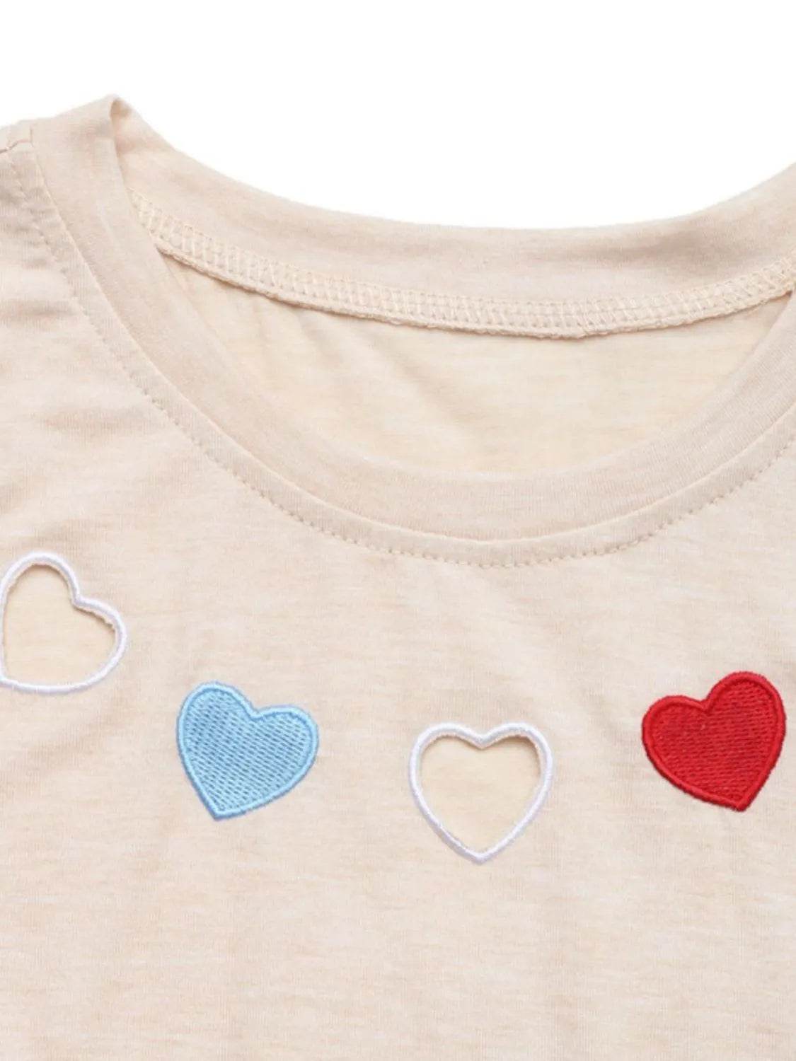 Heart Cutout Short Sleeve T-Shirt - Slightly Stretchy, Soft Polyester Blend Top - Store 42